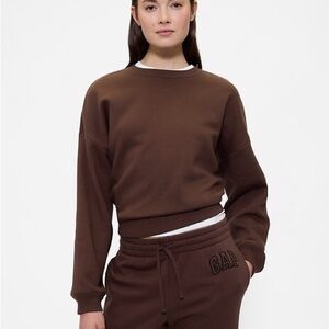 NWT GAP Chocolate Brown Cropped Fleece Basic Crewneck Small (2 Available)